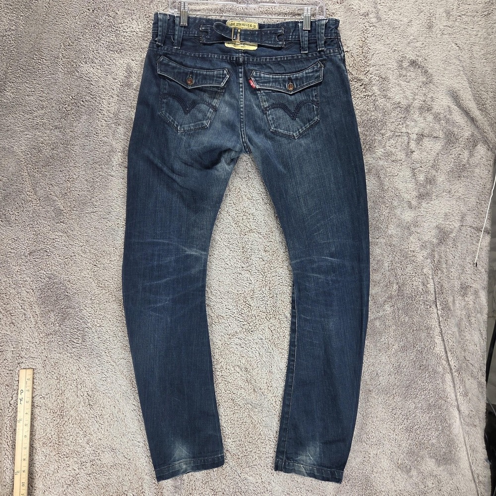 VTG Levis Engineered Jeans Mens Blue Twisted Buckle Back Flap Pockets Fits 32x30
